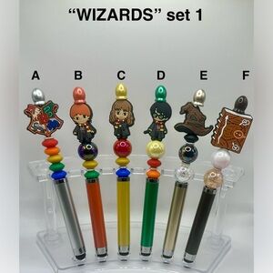 2 pc-Magic Wizard Character beaded Stylus/Pens